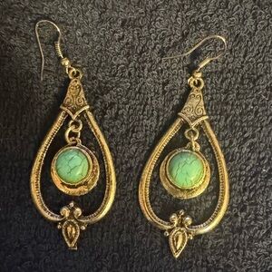 Bohemian Turquoise Earrings- silver tone NWOT